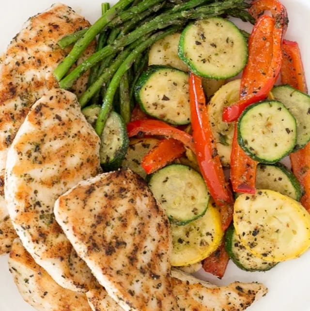 Grilled Chicken Primavera.
