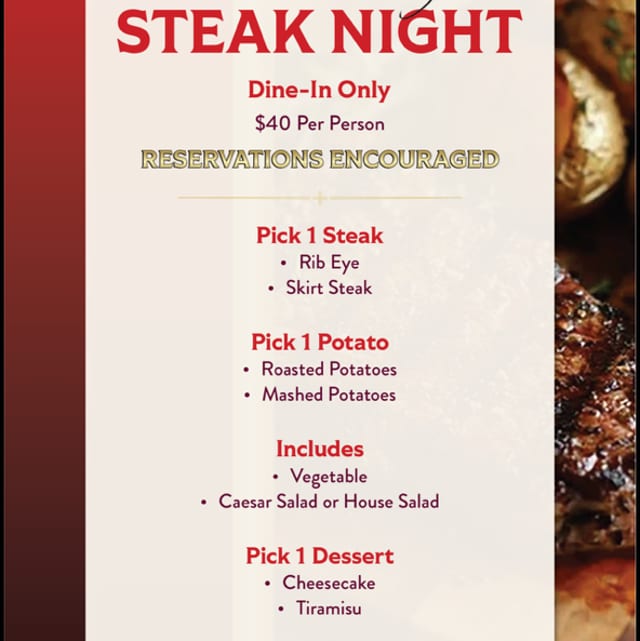 Wednesday Steak night.