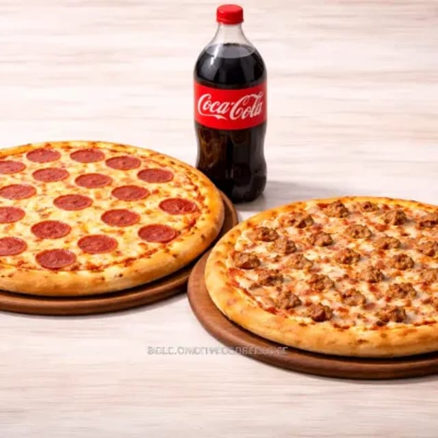 2 Large Cheese Pies (Thin Crust or Regular & a 2L Soda.