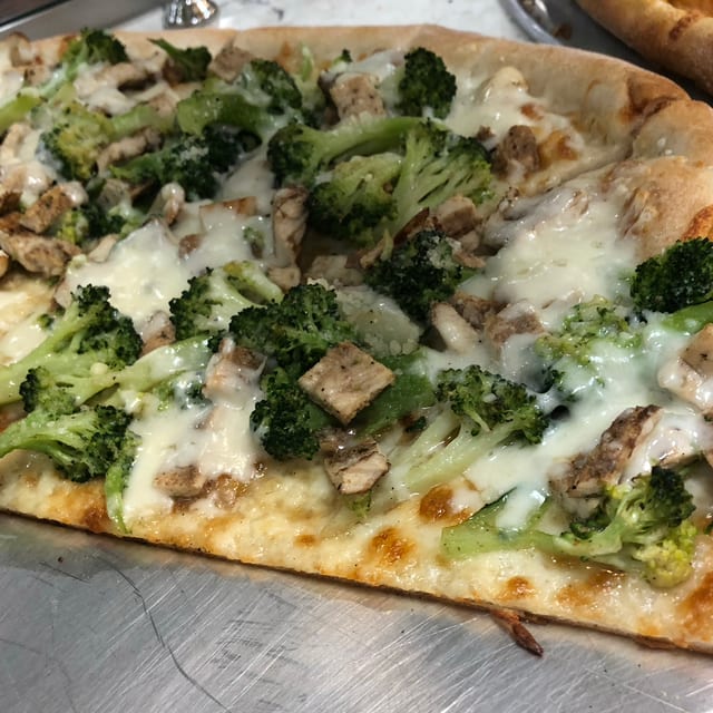 Chicken & Broccoli Pizza.