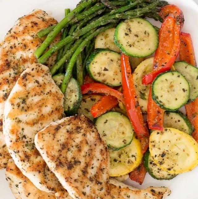Grilled Chicken Primavera.